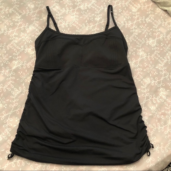 lululemon athletica Tops - Lululemon Black Ruched Tank Top Back Can Cross